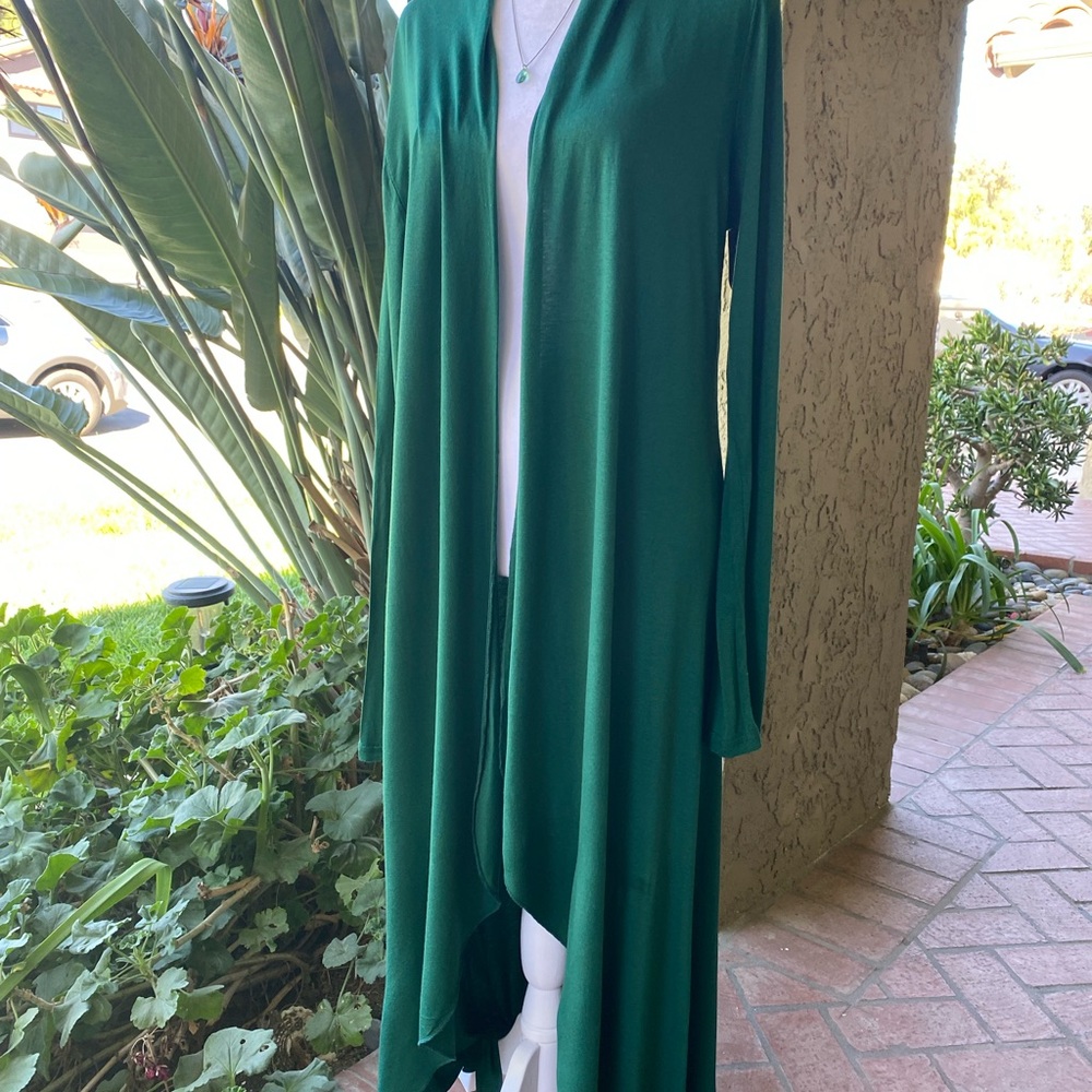 Elegant Emerald Green Open Cardigan
